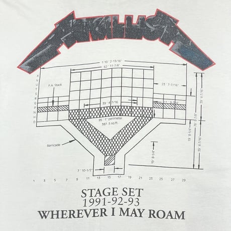 METALLICA 1991 WHEREVER I MAY ROAM STAGE SET WHITE METALLICA TAG XL 6903