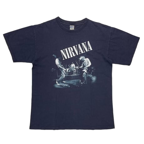 NIRVANA FROM THE MUDDY BANKS OF THE WISHKAH JACKET TEE NAVY ANVIL LARGE 6899