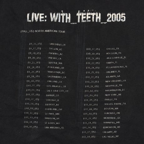 NINE INCH NAILS LIVE WITH TEETH 2005 FITS LARGE 8963