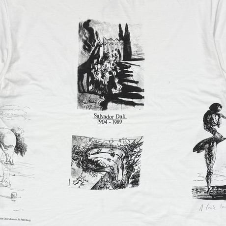 SALVADOR DALI 1904-1989 MULTI ART GRAPHIC OVP WHITE HANES XL 4535