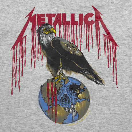 METALLICA 1993 PUSHEAD EAGLE EARTH SKULL HOODIE ASH GREY BROCKUM LARGE 0816
