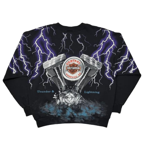 HARLEY DAVIDSON THUNDER & LIGHTNING PURPLE CREWNECK SWEAT HANES LARGE 9995