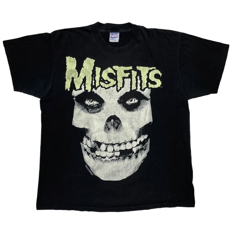 MISFITS スカルデザイン Tシャツ XL MISFITS 1997 HUGE SKULL BLACK/GREEN HANES XL 62