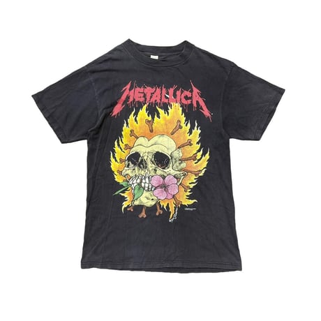 METALLICA FLAMING SKULL PUSHEAD DOUBLE SIDE TEE BLACK LARGE 5297