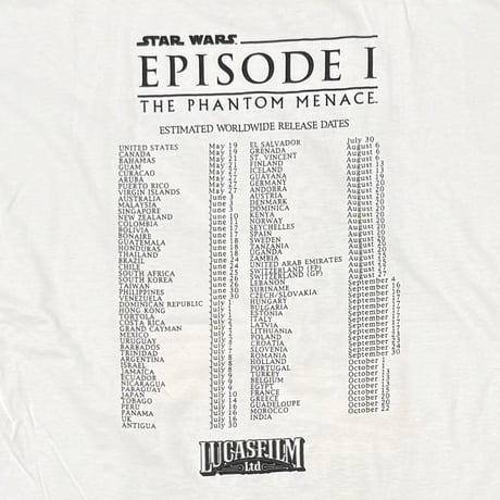 STAR WARS EPISODE 1 1999 CELEBRATION WHITE FITS XL 7562