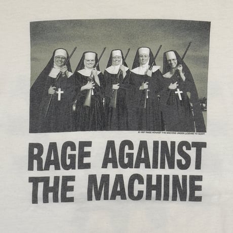 RAGE AGAINST THE MACHINE 1997 NUNS AND GUNS WHITE FITS M-L 7766