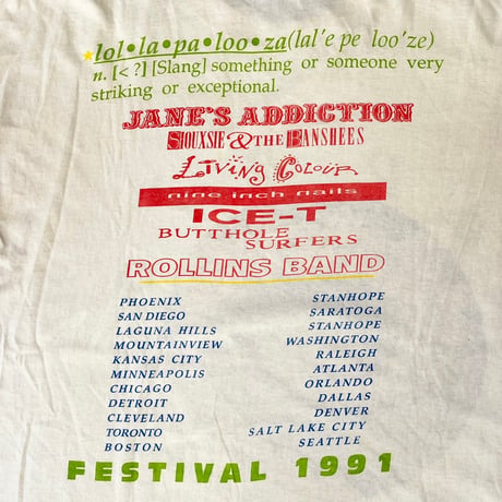 LOLLAPALOOZA FESTIVAL 1991 BROCKUM OSFA FITS XL 0791