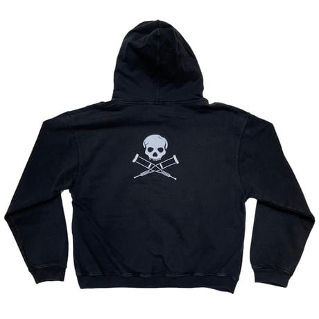 JACKASS NUMBER TWO BOX LOGO BACK SKULL SWEAT HOODIE BLACK MEDIUM 3928