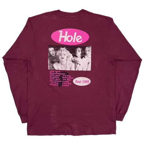 HOLE LIVE THROUGH THIS TOUR 1995 LS BORDEAUX FRUIT OF THE LOOM XL 0684