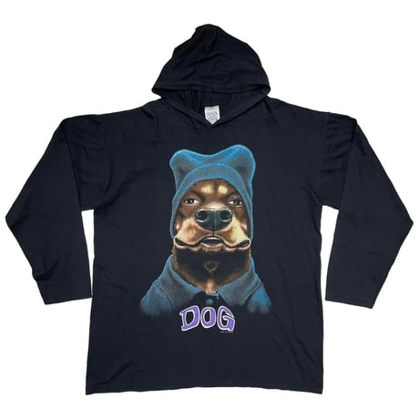 OLD & VINTAGE SNOOP DOGG BEWARE DOGG PARODY BEANIE DOG 1994 HOODED LS TEE WILD OATS XL 9836