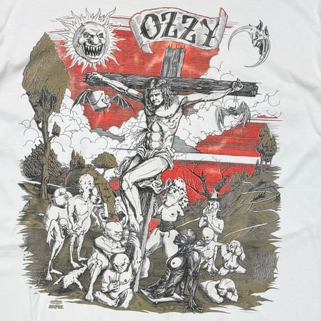OZZY OSBOURNE JESUS OZZY WHITE BRIGHT GREEN XL 0102