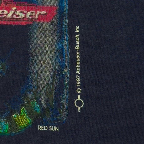 Budweiser 1997 LIZARDS We could've been HUGE POCKET DESIGN TEE NAVY SOF TEE LARGE 8127