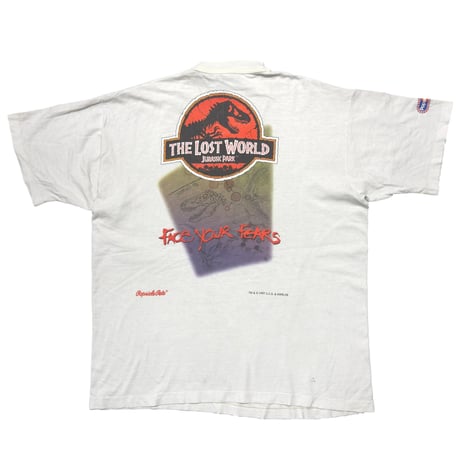 JURASSIC PARK THE LOST WORLD T-REX FACE YOUR FEARS WHITE FRUIT OF THE LOOM XL 6901
