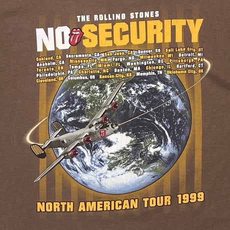 THE ROLLING STONES NO SECURITY TOUR 1999 PADLOCK TONGUE BROWN GILDAN XL 5495