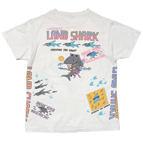OLD&VINTAGE WARNING LAND SHARK WHITE FITS MEDIUM 8858