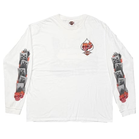 HARLEY DAVIDSON WELCOME LAS VEGAS TRUMP DICE FLAME LS WHITE XL 3020