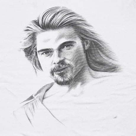 BRAD PITT MONOCHROME FACE WHITE HANES XL 6961