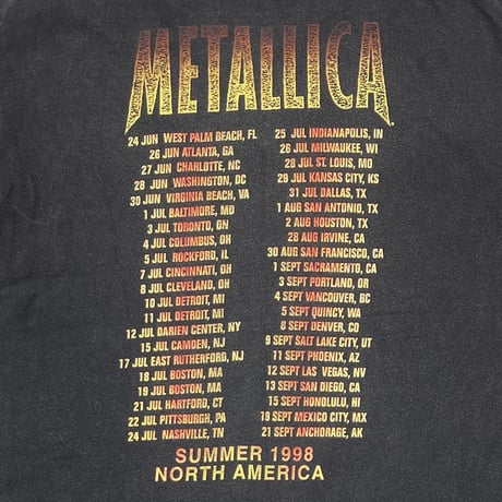 METALLICA SUMMER 1998 NORTH AMERICA GIANT XL 1588