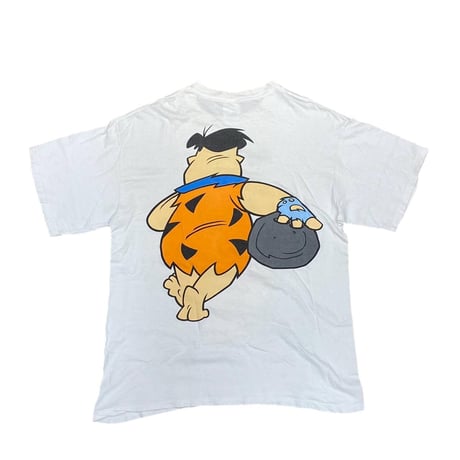 THE FLINTSTONES Fred BOWLING DOUBLE SIDE TEE 1993 WHITE TULTEX XL 6093