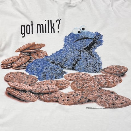 SESAME STREET COOKIE MONSTER GOT MILK? WHITE TELTEX XL 9850
