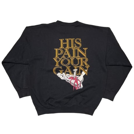 LORD'S GYM HIS PAIN YOUR GAIN CREWNECK SWEAT BLACK FITS LARGE 2891