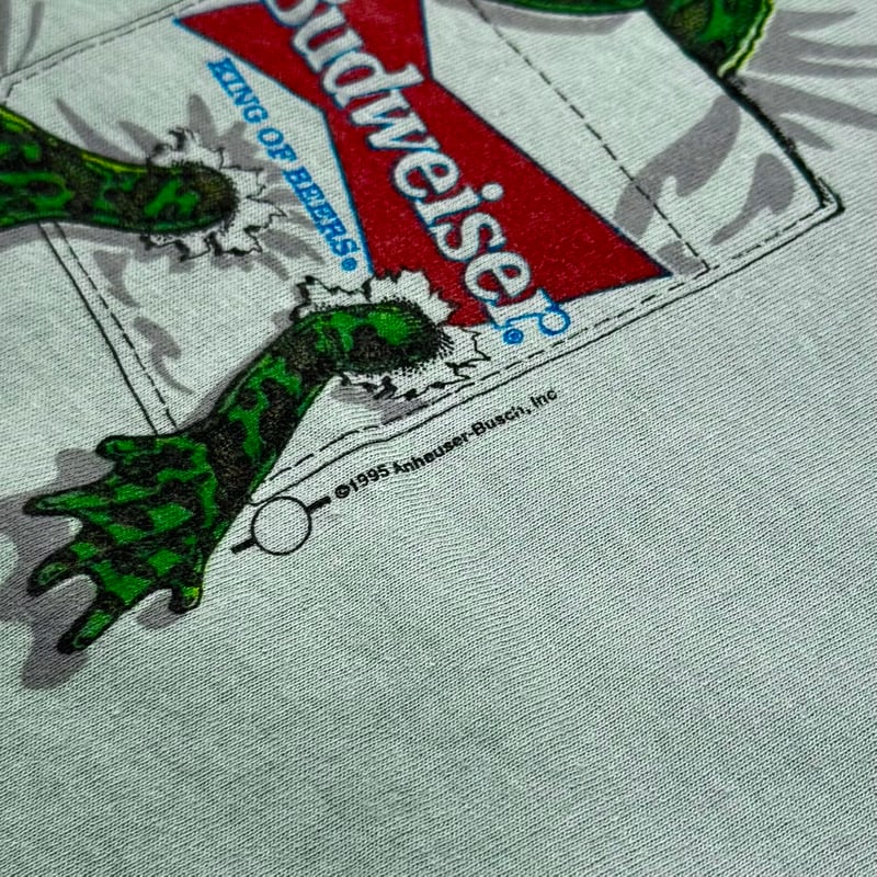 Budweiser 1995 FROG IN POCKET PRINT TEAL anvil