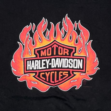 HARLEY DAVIDSON FRONT EMBLEM ARM FLAME PRINT LS BLACK XXL 9980