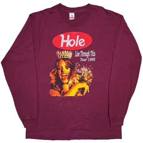 HOLE LIVE THROUGH THIS TOUR 1995 LS BORDEAUX FRUIT OF THE LOOM XL 4275