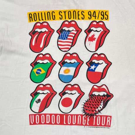 ROLLING STONES 1994 VOODOO LOUNGE WORLD TOUR MULTI TONGUE WHITE FITS LARGE 0933