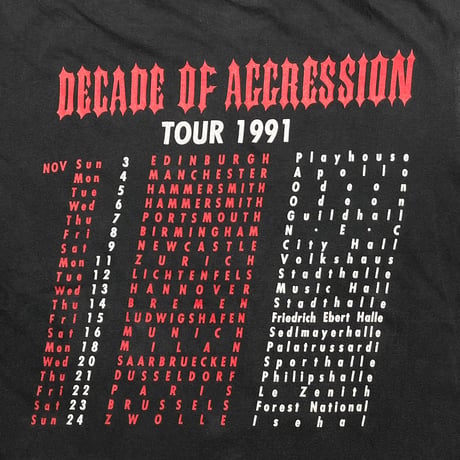 SLAYER DECADE OF AGGRESSION TOUR 1991 EURO LARGE 3680