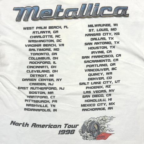 METALLICA GIMME FUEL PAN PACIFIC TOUR 1998 WHITE LARGE 8544