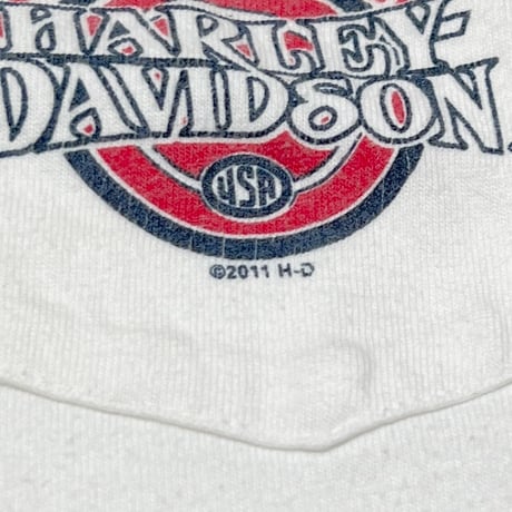 HARLEY DAVIDOSN ARM FRAME POCKET TEE WHITE 2011 LS FITS XL 2739