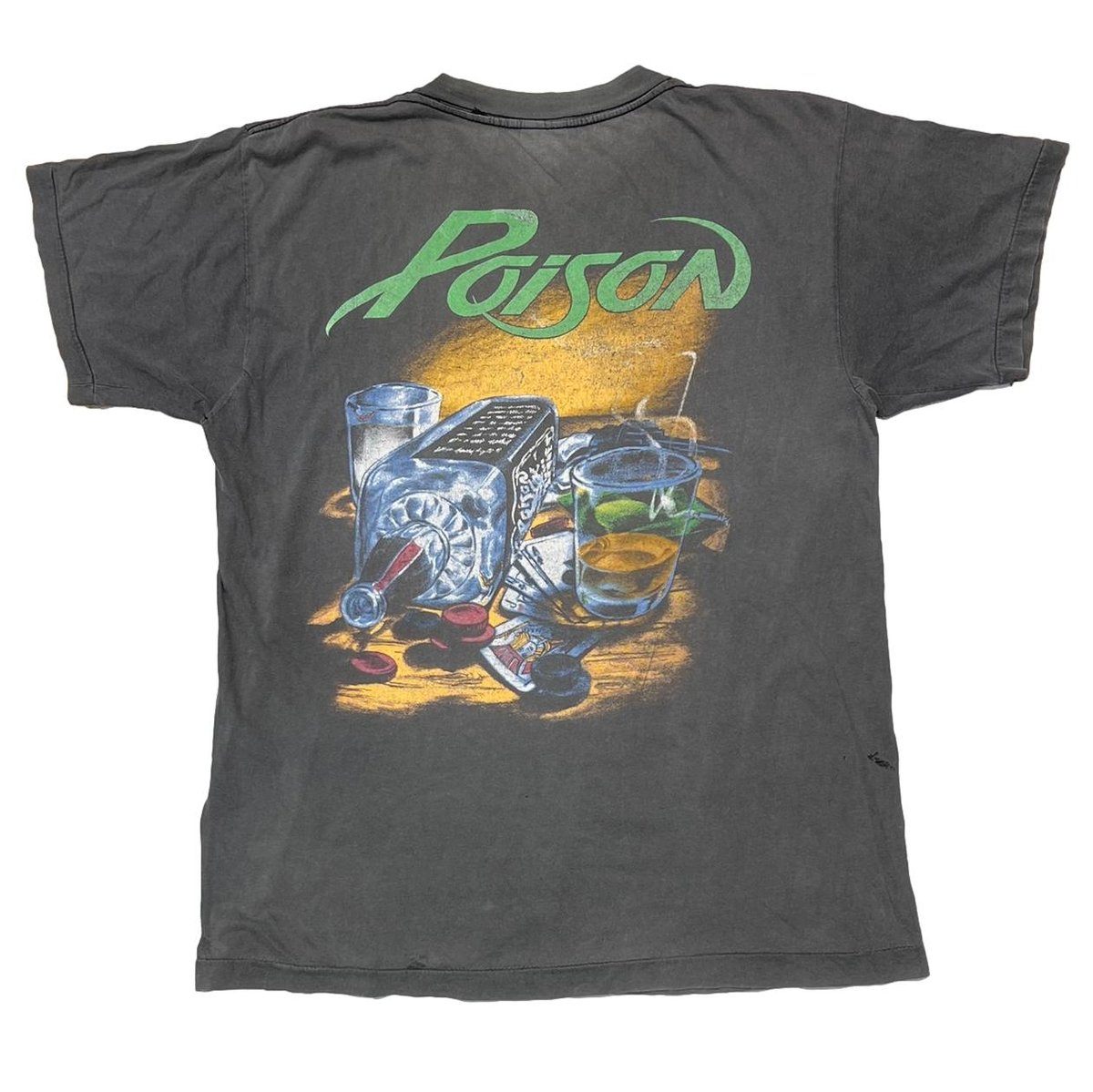 POISON FADED JACK DANIEL PARODY TEE FITS LARGE