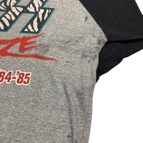 KISS TOUR 84-85 ANIMALIZE RAGLAN TEE GREY/BLACK FITS XL 9758