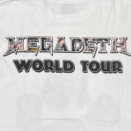 MEGADETH 1998 MEMBER ILLUST WORLD TOUR WHITE giant MEDIUM 7721