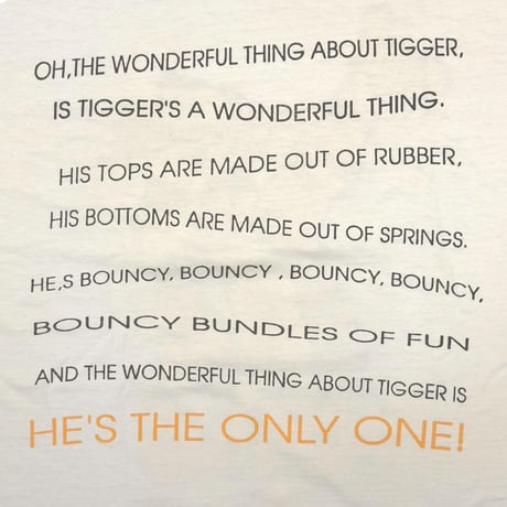 DISNEY VINTAGE WINNIE THE POOH TIGGER HE'S THE ONLY ONE! WHITE FITS XL 7362