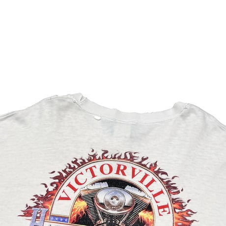 HARLEY DAVIDSON FLAME EMBLEM LOGO VICTORVILLE CALIFORNIA LS WHITE XL 7324