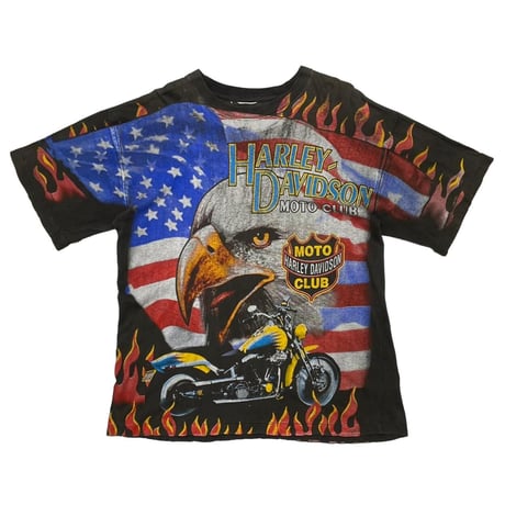 HARLEY DAVIDSON EAGLE AMERICAN FLAG ALL OVER PRINT FIT LIKE LARGE 1178