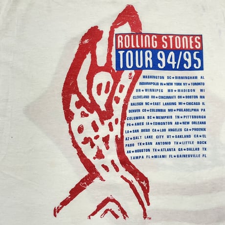 ROLLING STONES TOUR 94/95 RIP&TONGUE AMERICAN FLAG WHITE BROCKUM XL 9064