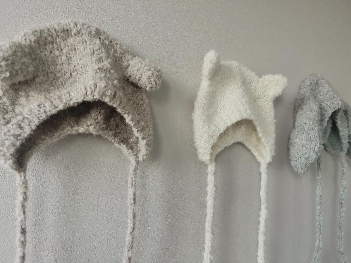 別珍フルボンネット a:ruco 耳が聴こえるフルボンネ 耳付きモコモコ