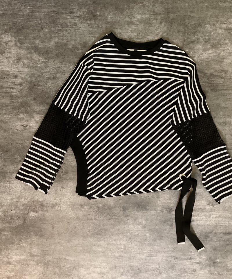 AULA AILA】BORDER MESH SLEEVE LONG T-SHIRT ボーダー AULA AILA】BORDER MESH SLEEVE LONG T-SHIRT ボーダー