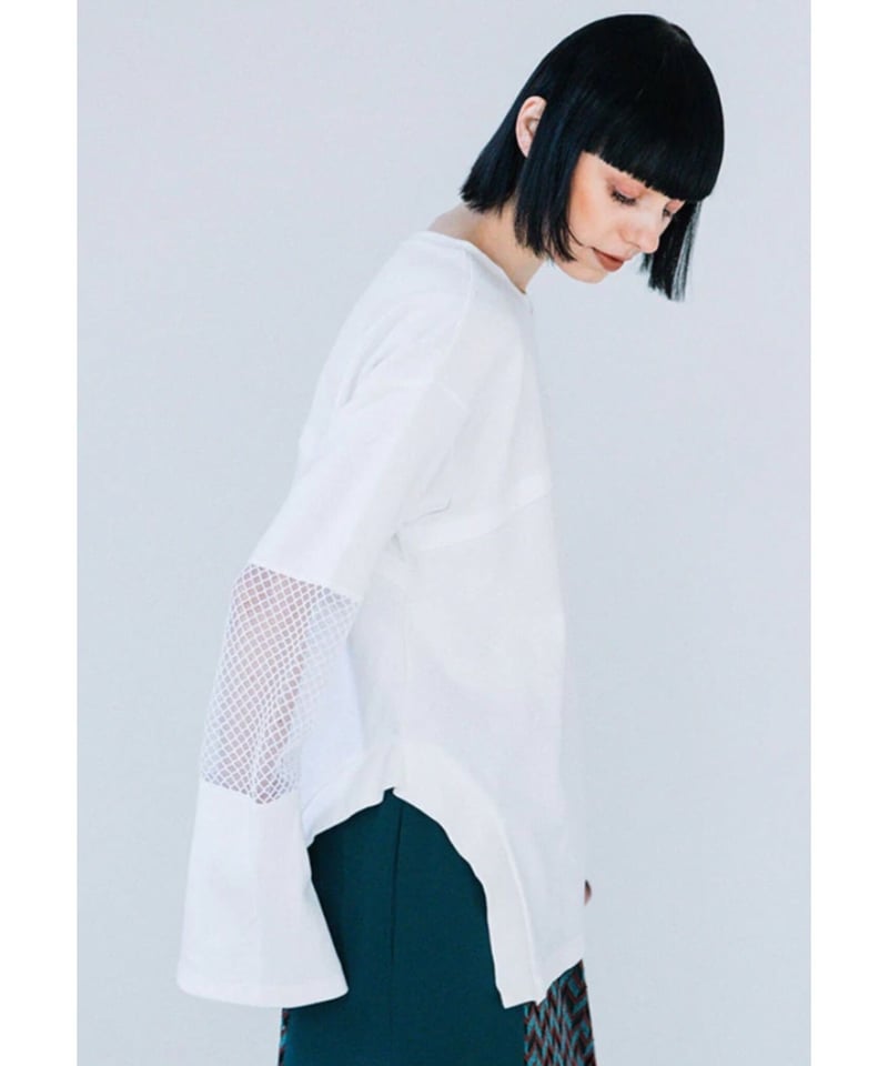 AULA AILA】MESH SLEEVE LONG T-shirt メッシュスリーブTシャ