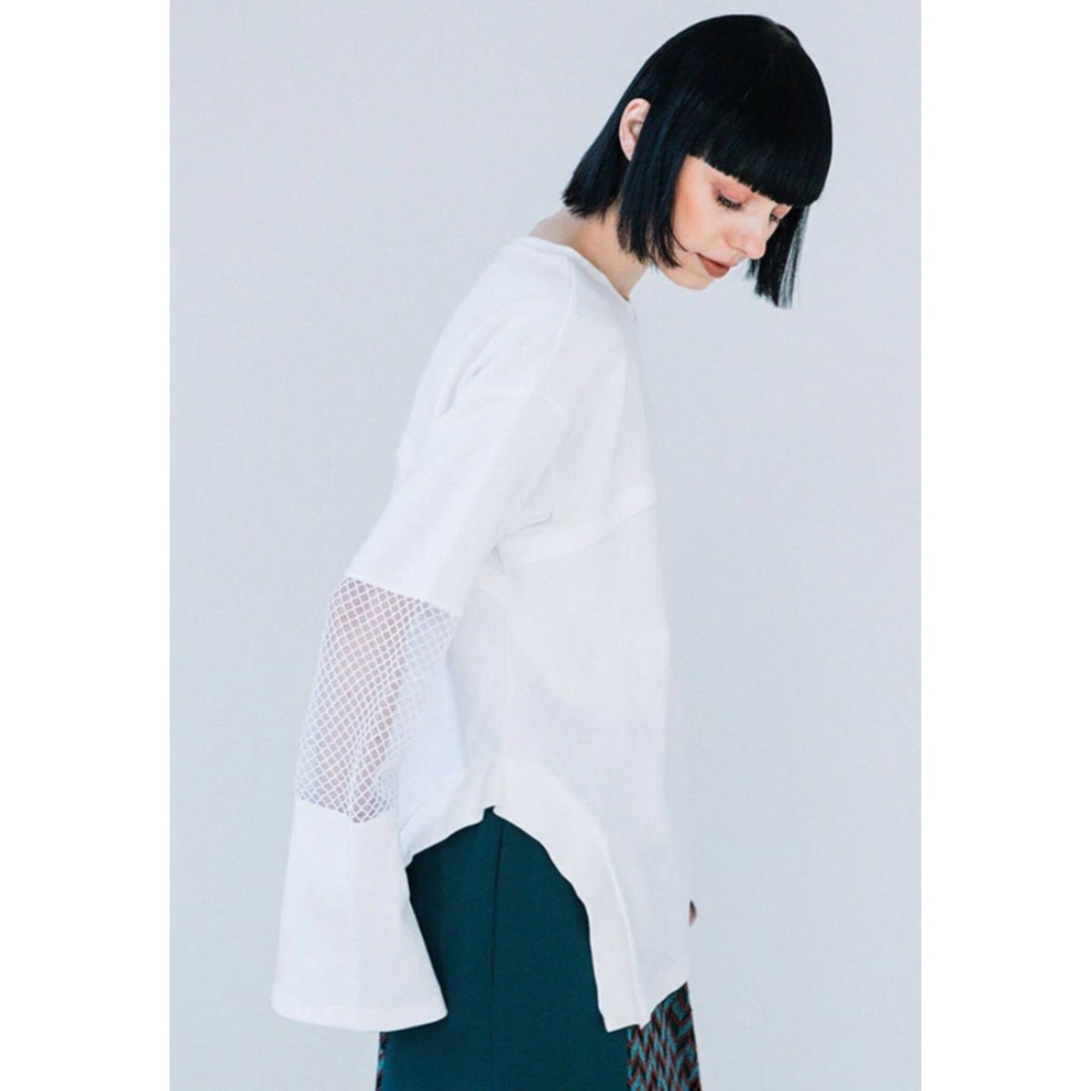 AULA AILA】MESH SLEEVE LONG T-shirt メッシュスリーブTシャ