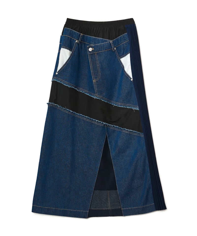 AULA AILA】DENIM COMBINATION PLEATS SKIRT | nou