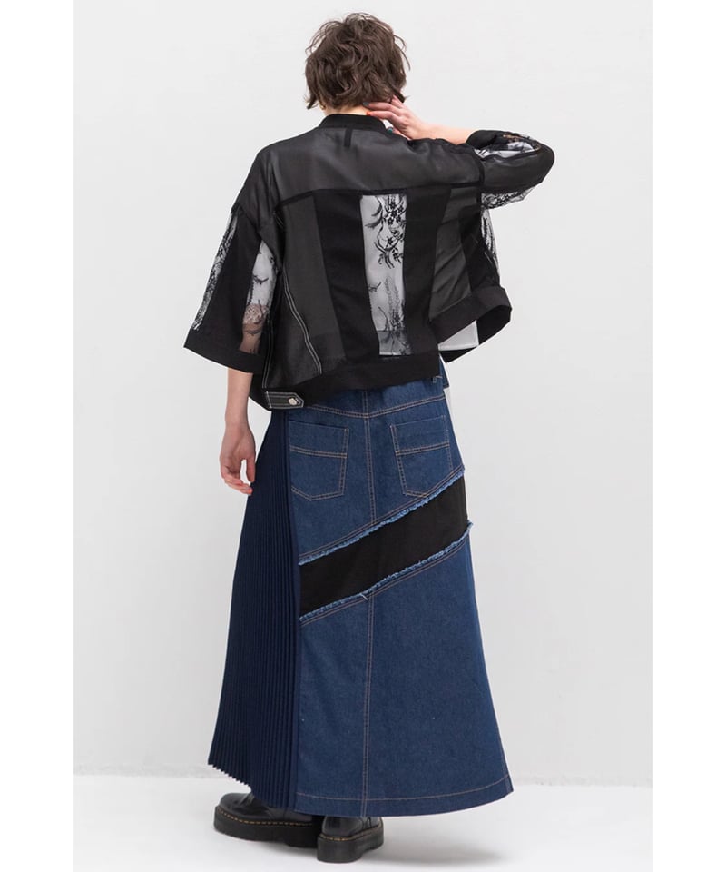 AULA AILA】DENIM COMBINATION PLEATS SKIRT | nou