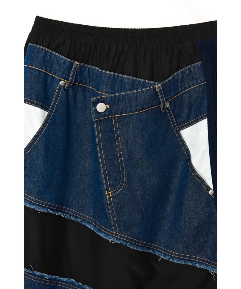 AULA AILA】DENIM COMBINATION PLEATS SKIRT | nou