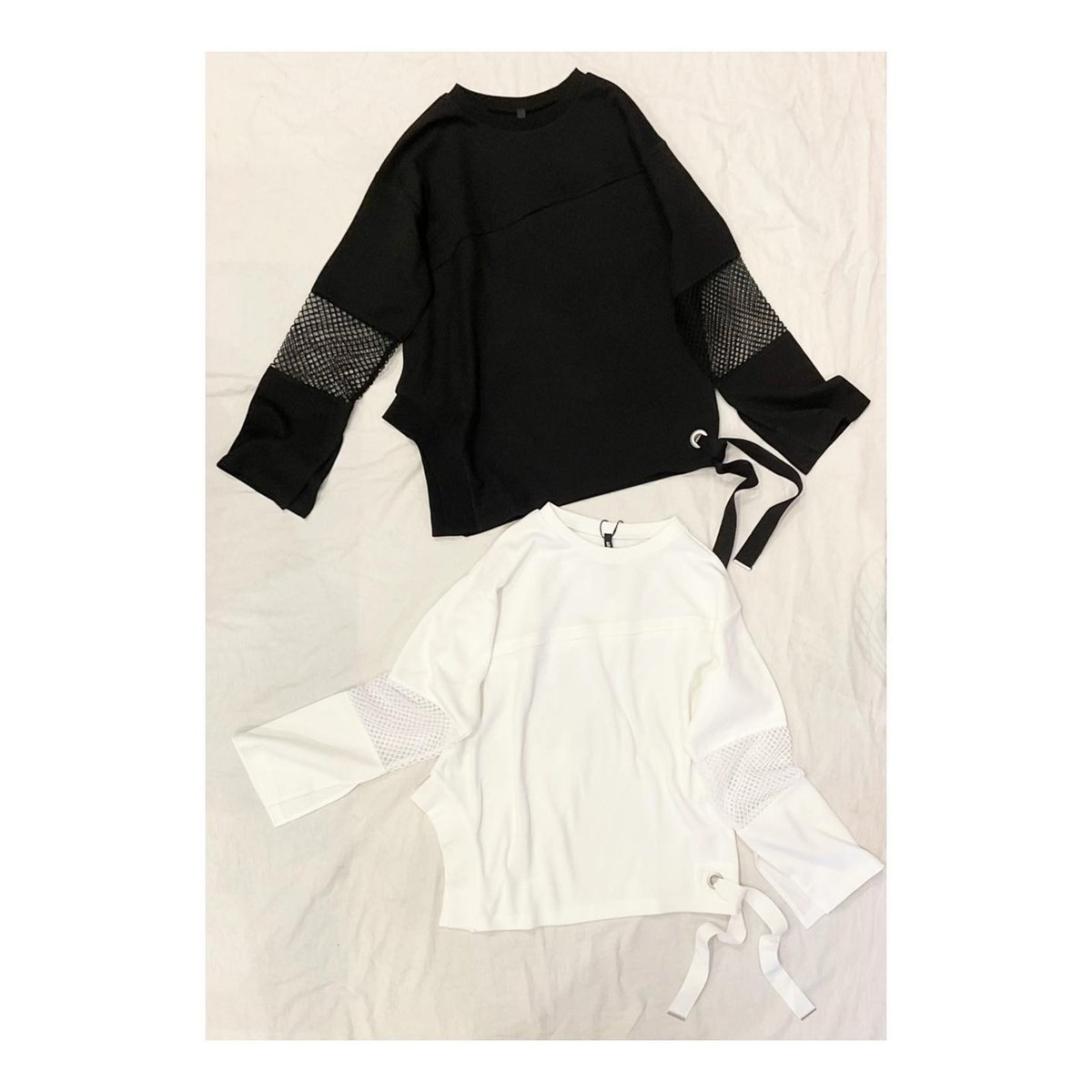 AULA AILA】MESH SLEEVE LONG T-shirt メッシュスリーブTシャ