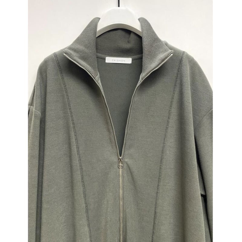 chignon ハーフジップカットワンピースカーキ - 長袖・七分袖 