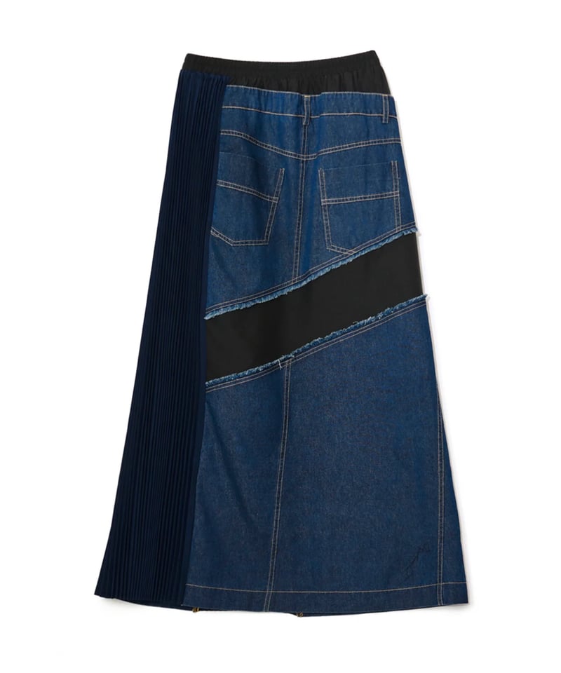AULA AILA】DENIM COMBINATION PLEATS SKIRT | nou
