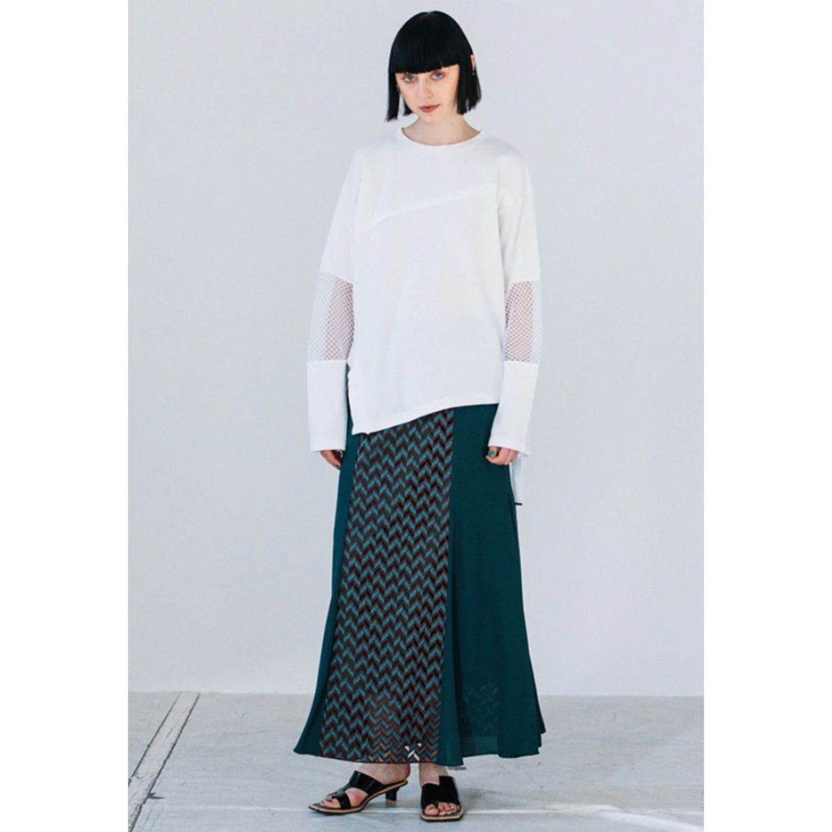 AULA AILA】MESH SLEEVE LONG T-shirt メッシュスリーブTシャ